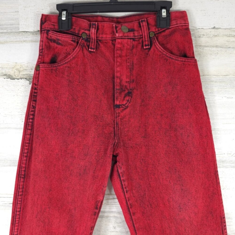 VINTAGE WRANGLER WOMEN'S SIZE 3 COWBOY CUT SLIM FIT RED DENIM JEANS INSEAM 32 in - Picture 5 of 16